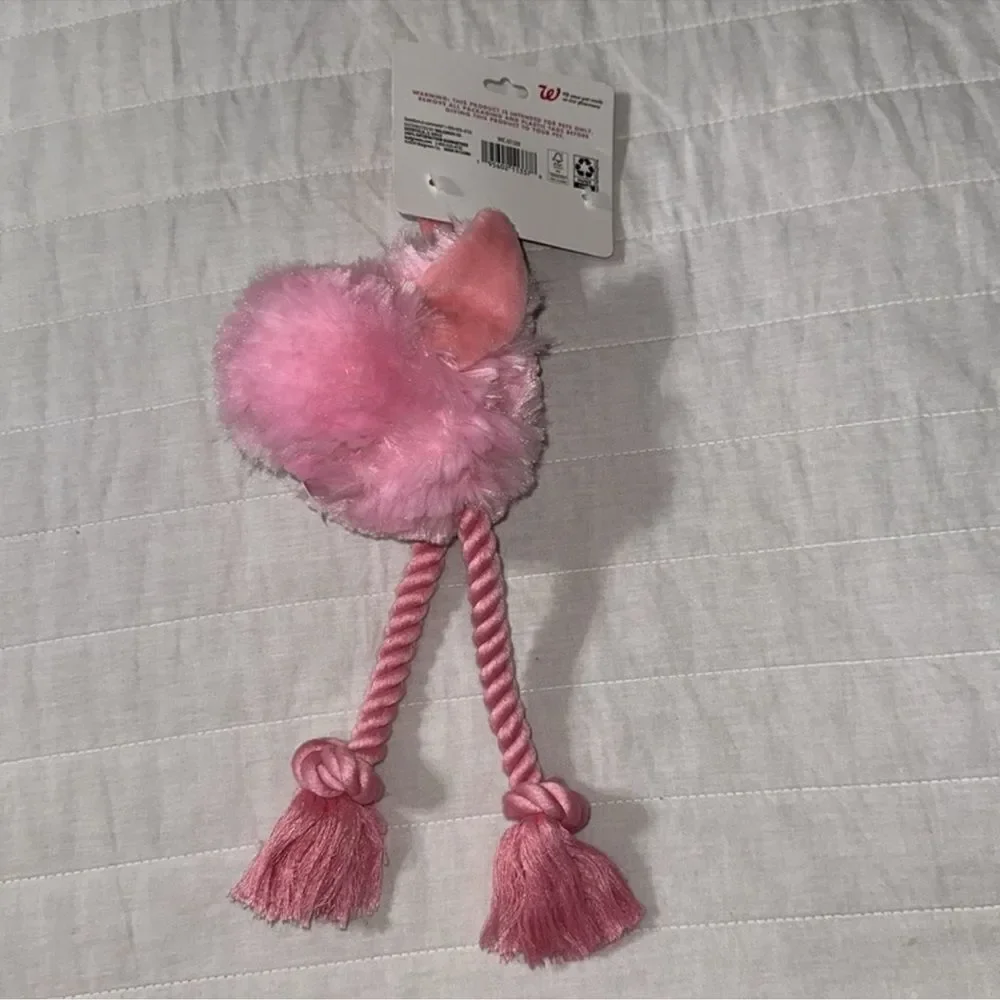 PETSHOPPE Pink Flamingo Plush Rope Squeaky Sound Dog Toy